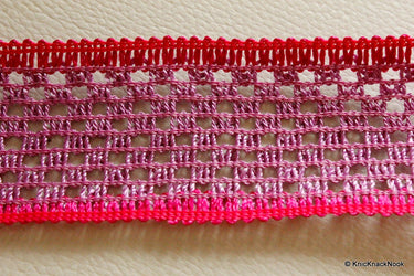 Fuchsia Pink And Purple Thread Lace Trim, 40mm wide